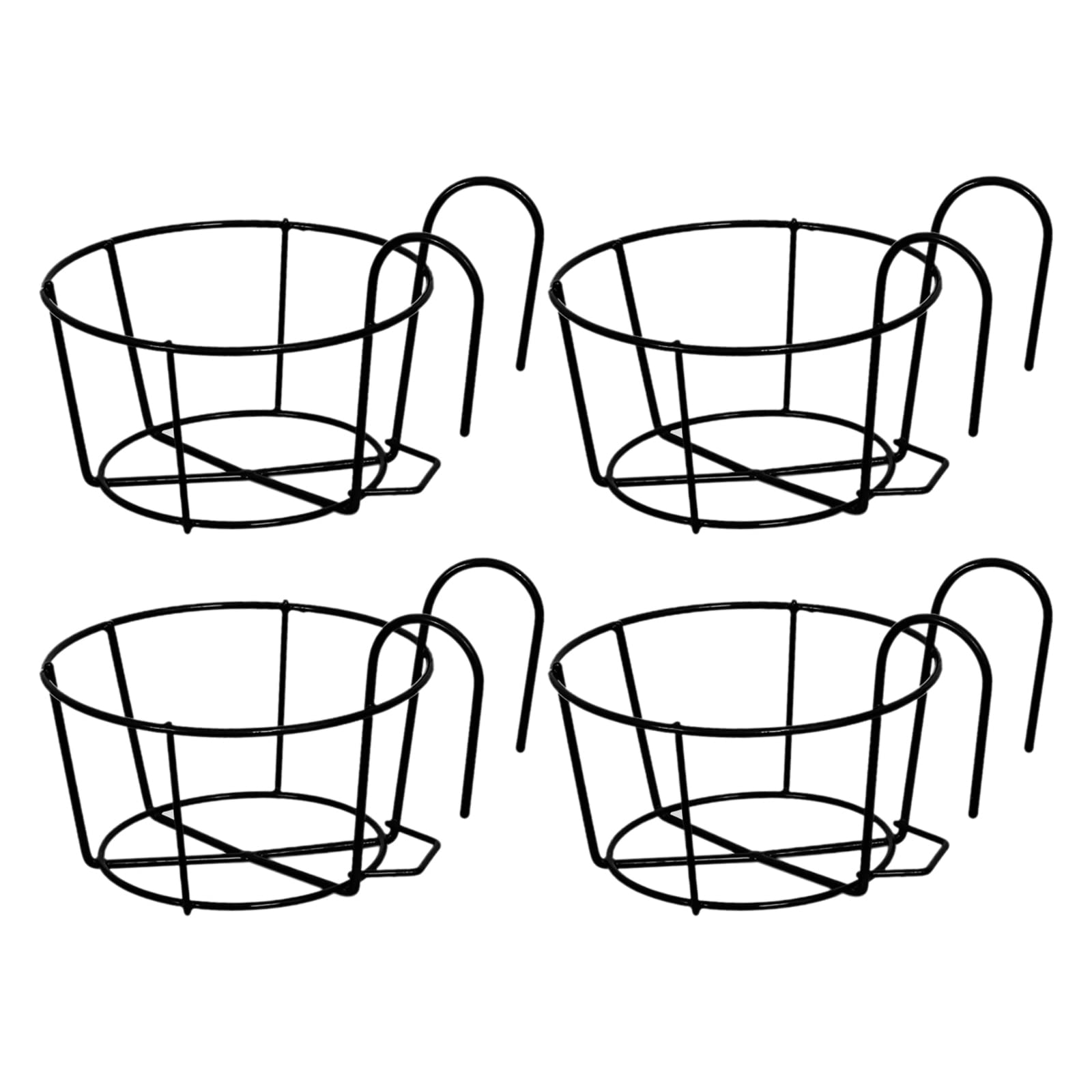 SacJkt Colgador de Macetas Balcon, 4 Pezzi Jardineras Exterior Balcon, Cestino per Piante in Metallo, Adatto per Giardino, Cortile Anteriore e Posteriore, Balcone, Nero
