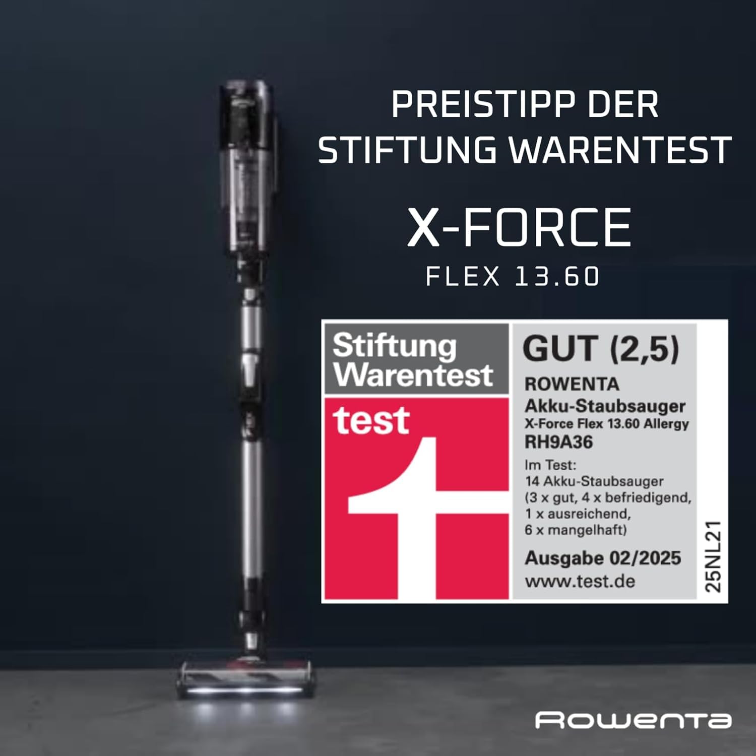 Rowenta X-Force Flex 13.60, kabelloser Akku-Staubsauger, Allergiker-Modell, tiefe Reinigungskraft, Flex-Gelenk, 150 Air Watt, bis zu 60 Minuten Laufzeit, Made in France, RH9A36WV