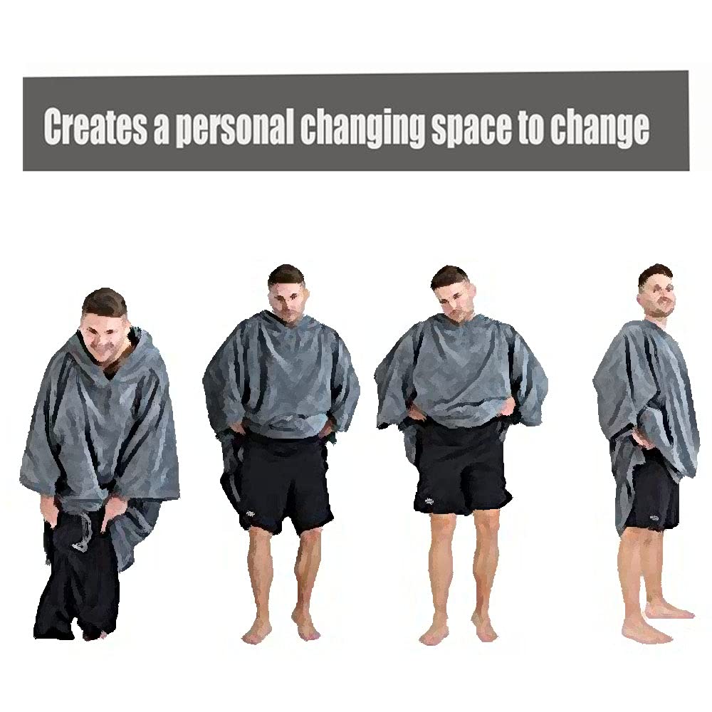 3D Badeponcho Surfponcho, Treer Surf Poncho Umziehhilfe Schnelltrocknend Strandtuch Strand Handtuch Badetuch mit Kapuze aus Mikrofaser für Erwachsene Herren Damen Kinder