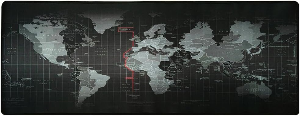 HOOYEE Large Gaming Mouse Pad/Mat with Smooth Surface and Stitched Edges Non-Slip Rubber Base Extended Game Mouse Mat, 31.5"x11.8"x0.08" (World Map)