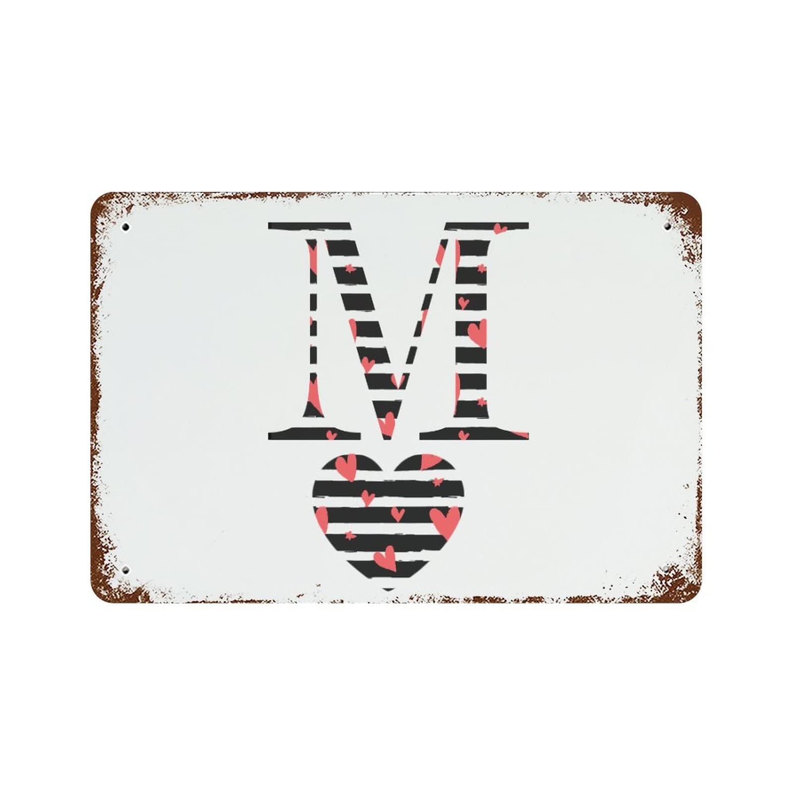Lettre M cœur Saint-Valentin monogramme de qualité supérieure 30x45cm