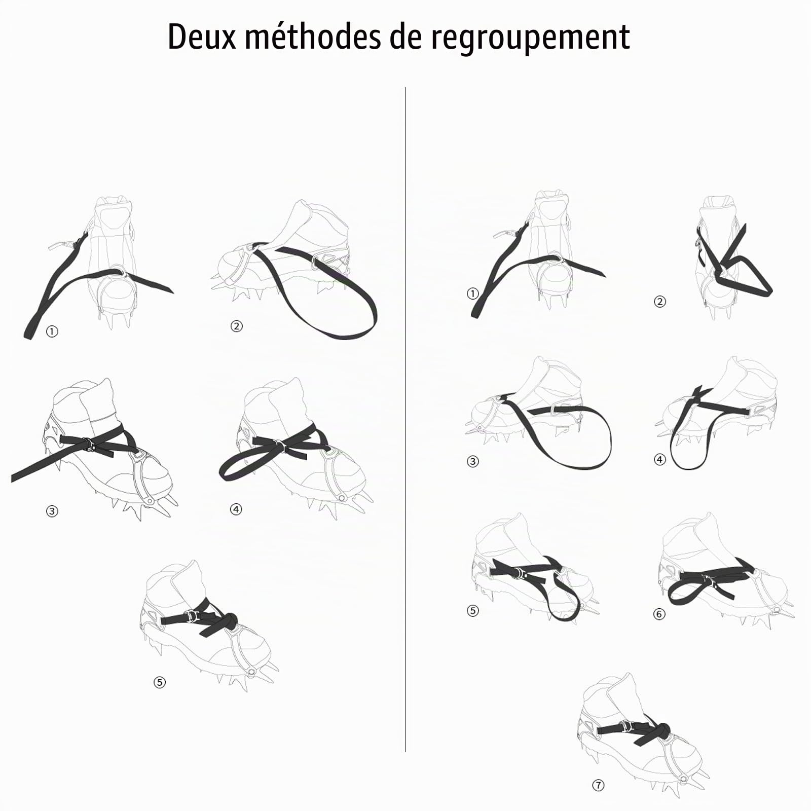 BRS-S1 Paire de crampons d'extérieur 14 dents pour ski, glace et glacier, dispositif de traction antidérapant pour la marche, la randonnée, l'alpinisme, le trekking