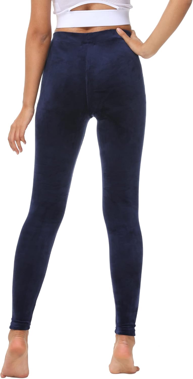 COZZYON Women Velour Leggings, High Waist Soft Leggings Warm Winter Velour Yoga Pants - Image 4
