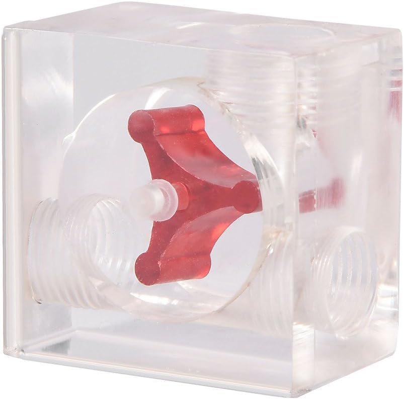 G1/4" Water Cooling Flow Meter, Female Threaded Water Cooling Coolant Flow Visual Indicator for PC Computer, Acrylic Body Transparent (Square 3 Way)