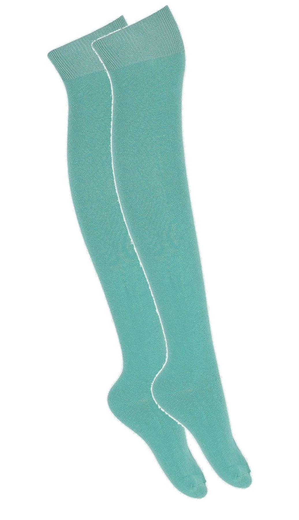 Fashion Lovers Womens Stripe Over the Knee Novelty Fancy OTK Socks Ladies Plain Socks#(Mint Over The Knee Thigh High Fancy Socks#One Size(4-6½)#Womens)