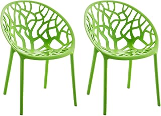 CLP Silla de jardín Set de 2, apilable y Resistente al Clima, Moderno con reposabrazos fijos, Estructura de plástico, Hope, Color:Verde Claro