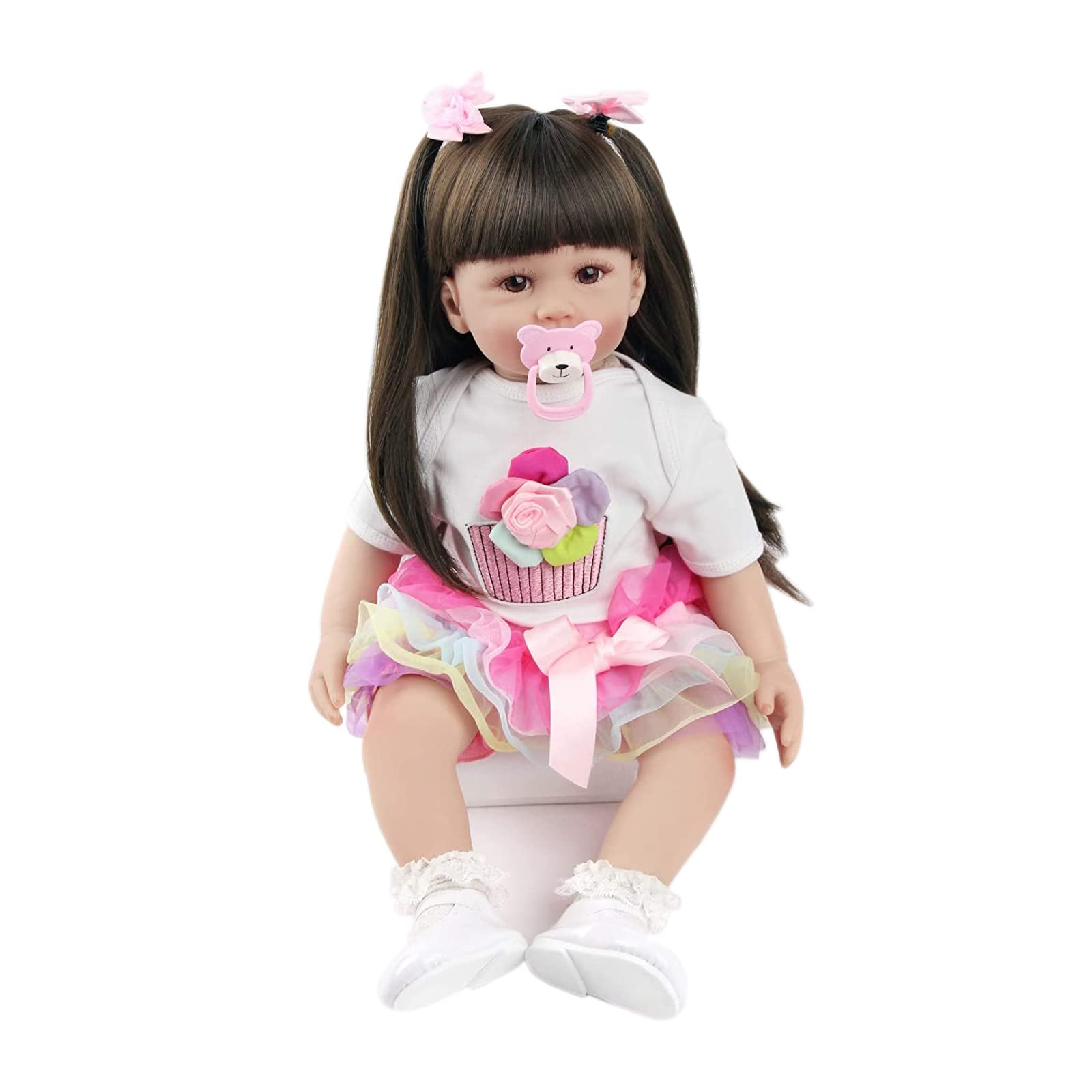Reborn Bambole Femmina Realistico Morbido Silicone Vinile Bambole 24 pollici 60 cm Bambole dai Capelli Piuttosto Lunghi Neonata Regalo Festa