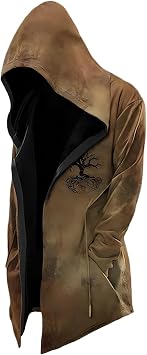 Mens Hooded Cardigan Viking 3D Tattoo Print Fenrir Wolf Celtic Knot Retro Fashion Valhalla Medieval