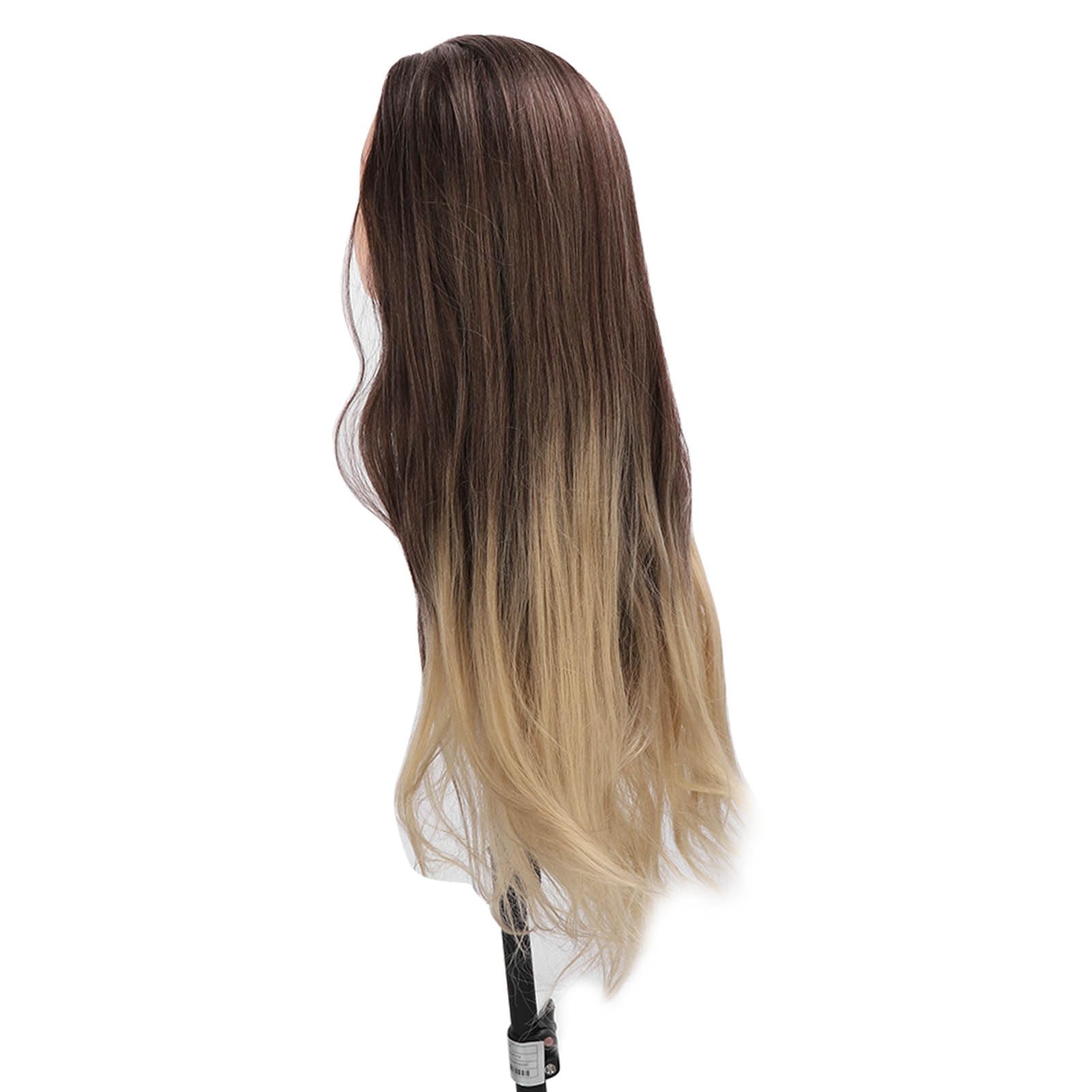 Głowa manekina, blond, szara, gradientowa peruka, wysoka temperatura, sztuczne włosy, do włosów, zaplatania, stylizacji, treningu, urody, nauczycieli, studentów, salonu, akademii, gabinetu