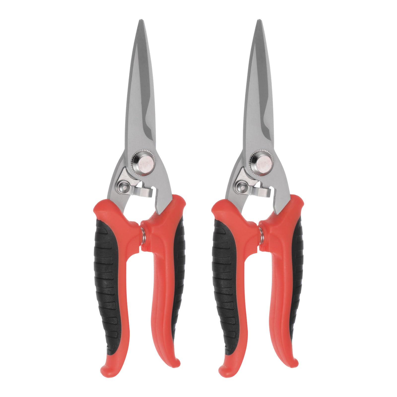 HARFINGTON 2pcs Industrial Scissors 8 Inch Multi-Purpose Shears Stainless Steel Blades with Black Red Handle for Cutting Thin Metal Copper Sheets