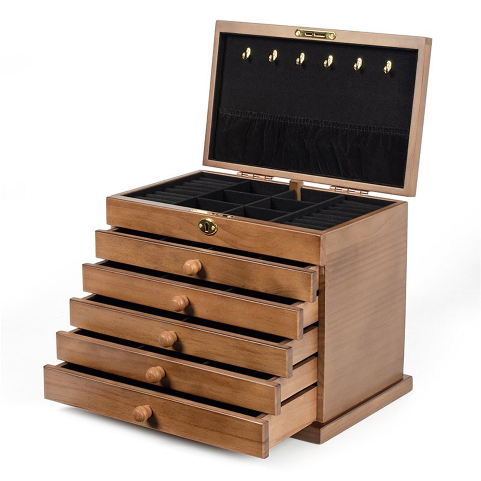 CLQYXRMVC Jewelery Box Large-Capacity Wooden Jewelry Box With Drawers Vintage Earrings, Necklaces, And Accessories Case Jewellry Organizer Case(Black)