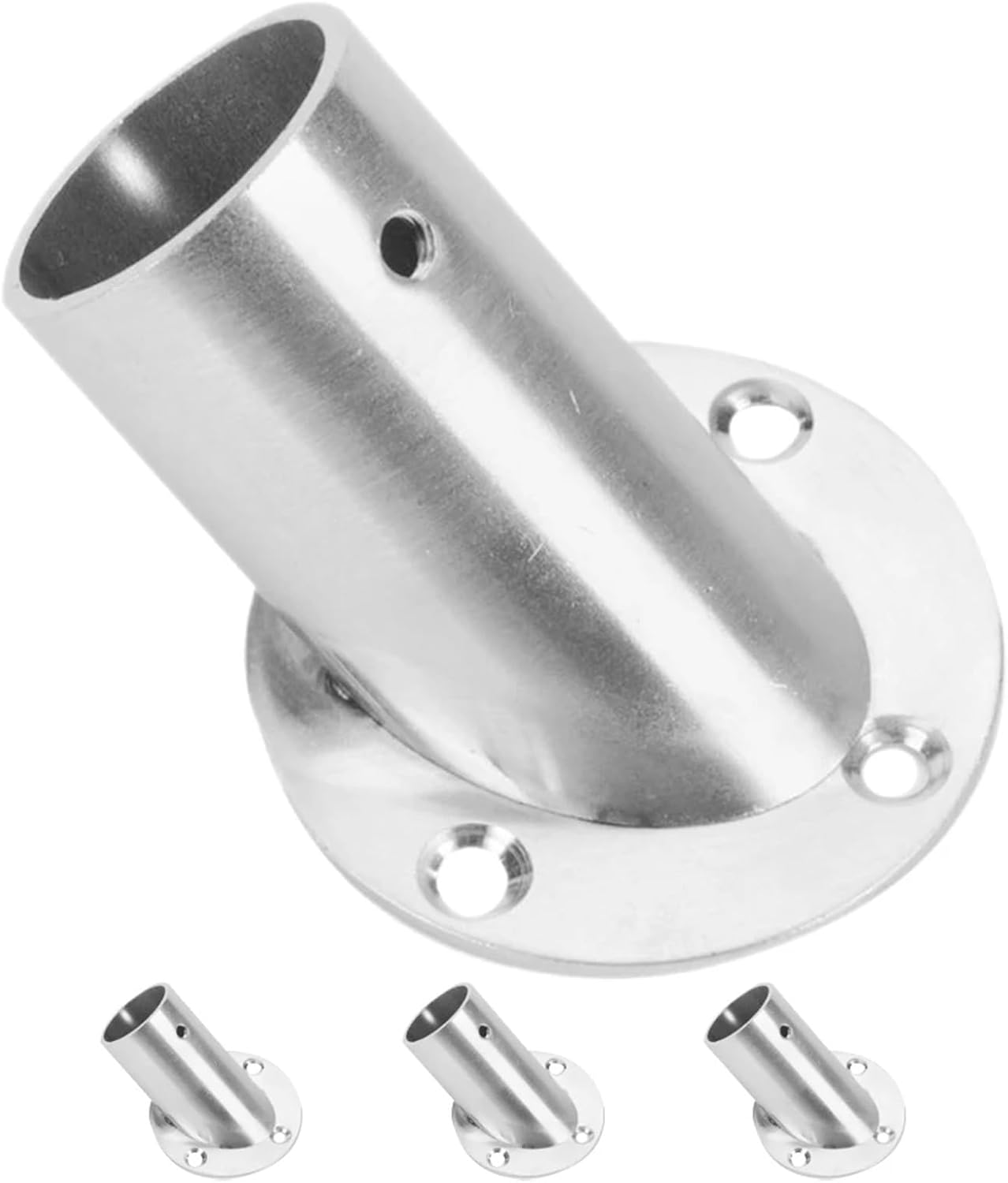 Closet Rod Bracket Angled Clothes Rail Closet Rod Holder Metal Flange Bracket Dowel Support Stainless Steel Curtain Pole Shower Brackets(14pcs)