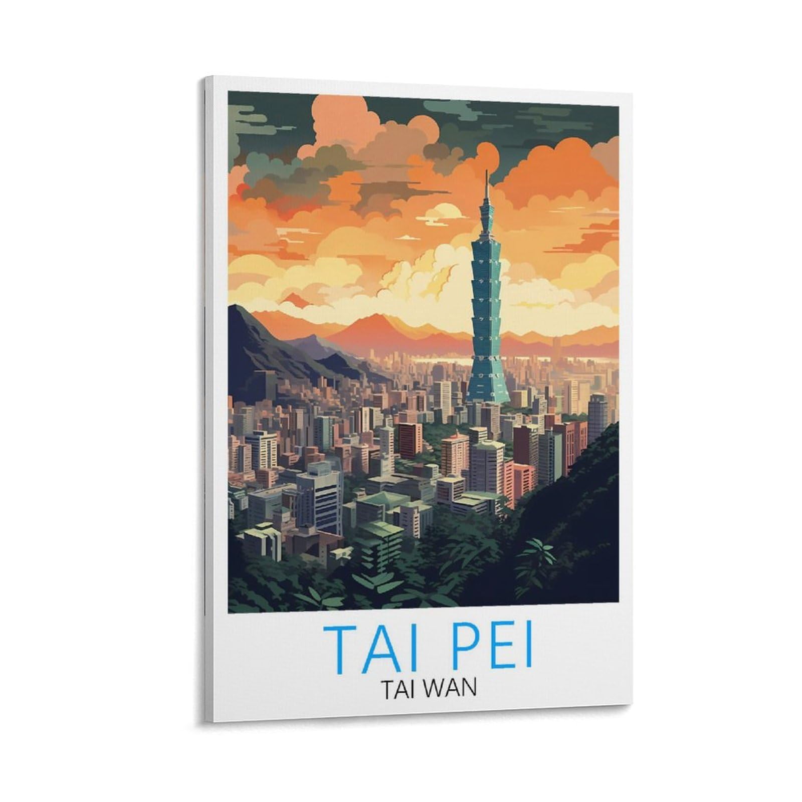 SboJi Tai Pei Tai Wan Vintage Travel Poster 24x36inch(60x90cm) Modern Home Decor Art, Office Bedroom Living Room Canvas Wall Art
