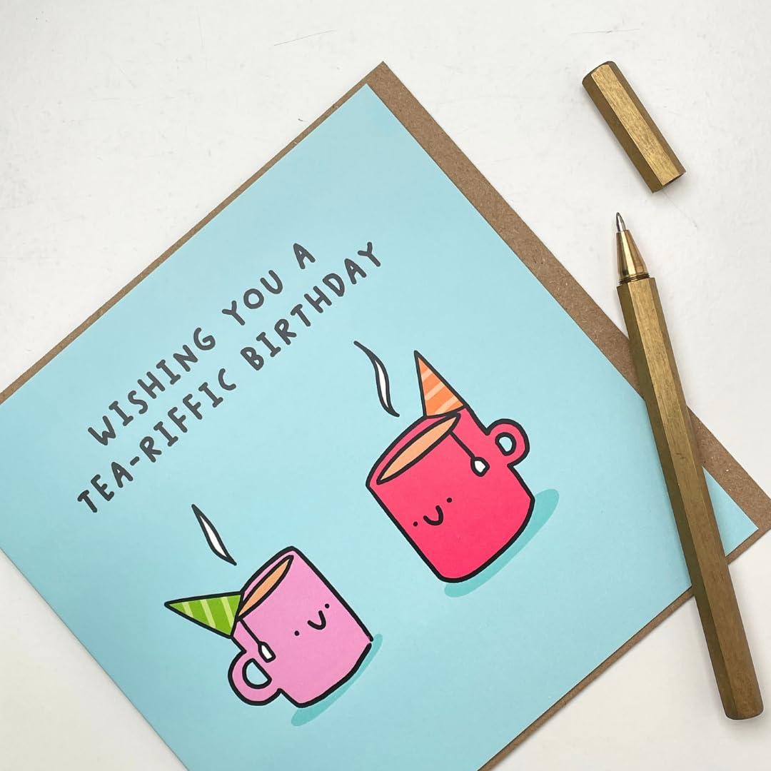 Peachy Antics Tarjeta Divertida De Feliz Cumpleaños Con Texto En Inglés «To  A Tea-rific For Tea Drinker» AP11, image size:1080x1080