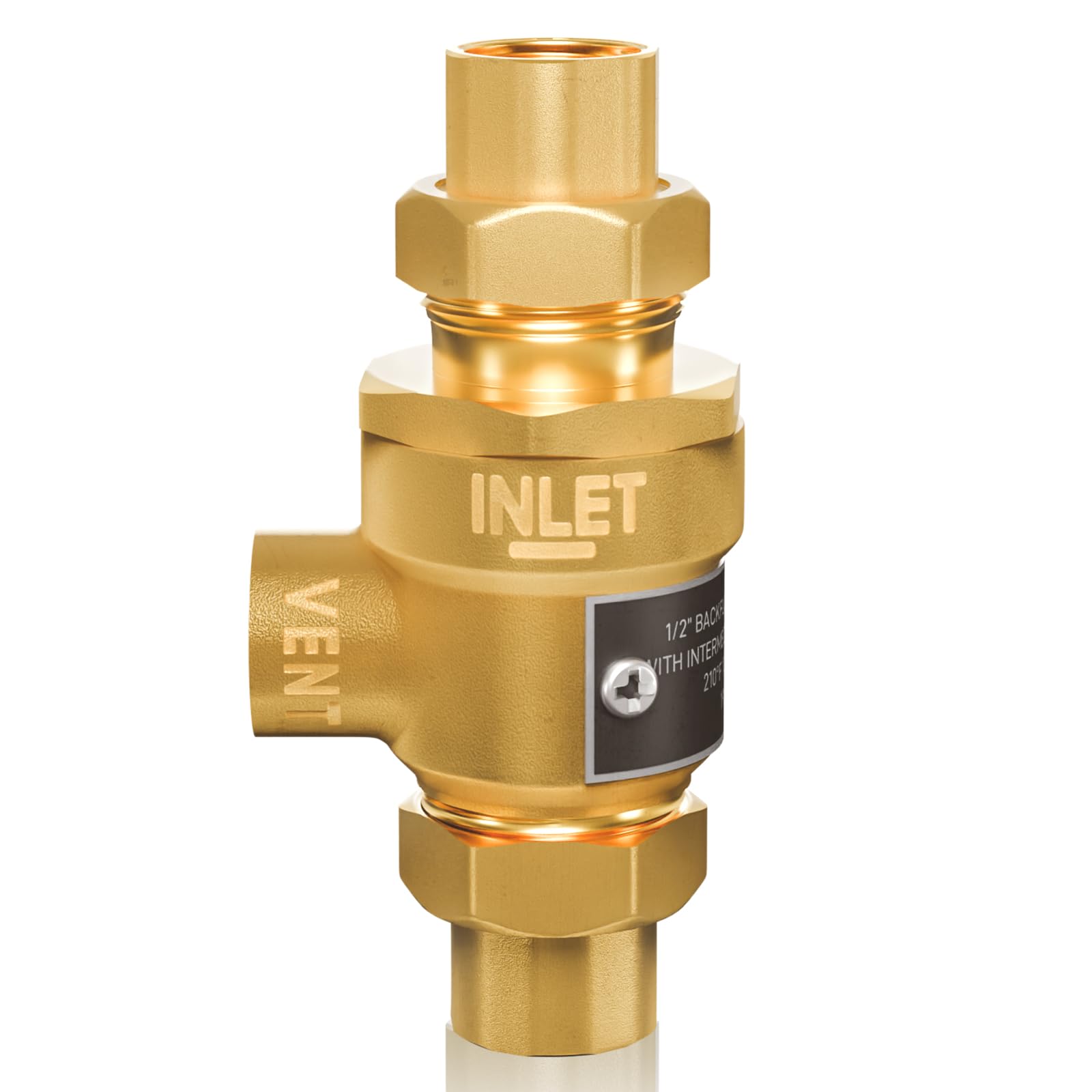 Photo 1 of 1/2" 9D-M3 Backflow Preventer, Brass Dual Check Valve with Intermediate Atmospheric Vent, 1/2 Inch back flow preventer valve Female Union, Vertical or Horizontal Install