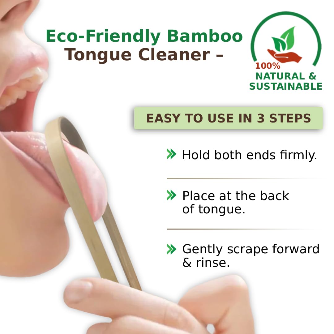BambooIndia Bamboo Manual Toothbrush With Tongue Cleaner For Adults | BPA Free Natural Bristles | Antibacterial & Biodegradable Handle | 100% Natural & Eco-Friendly - Image 5 thumbnail
