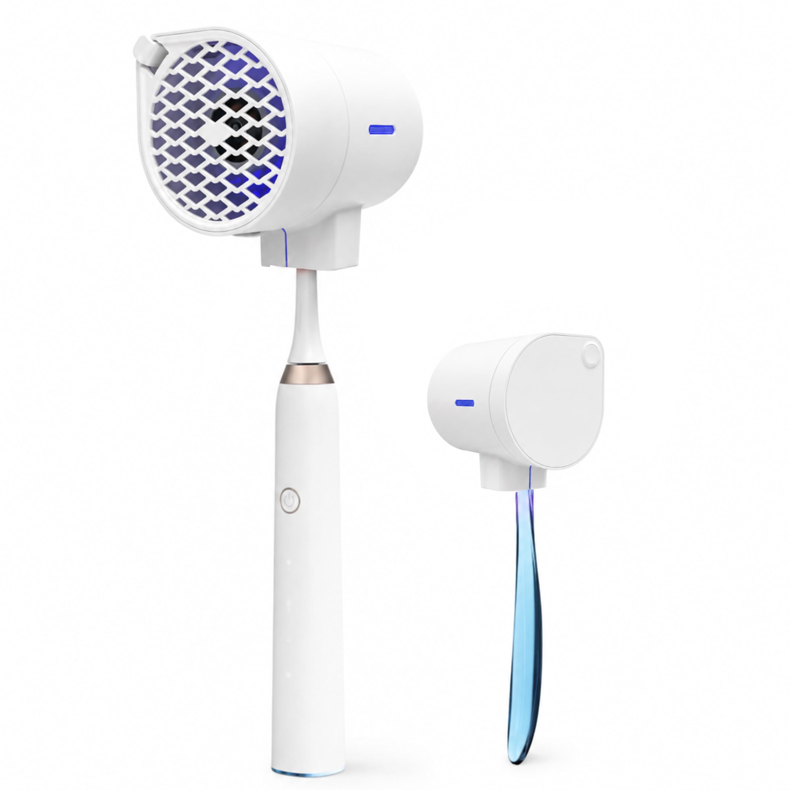 UV Toothbrush Sanitizer Holder with Fan Drying, Wall Mounted UV Light Toothbrush Sterilizer, USB Rechargeable, Universal Fit for Electric & Manual Toothbrushes