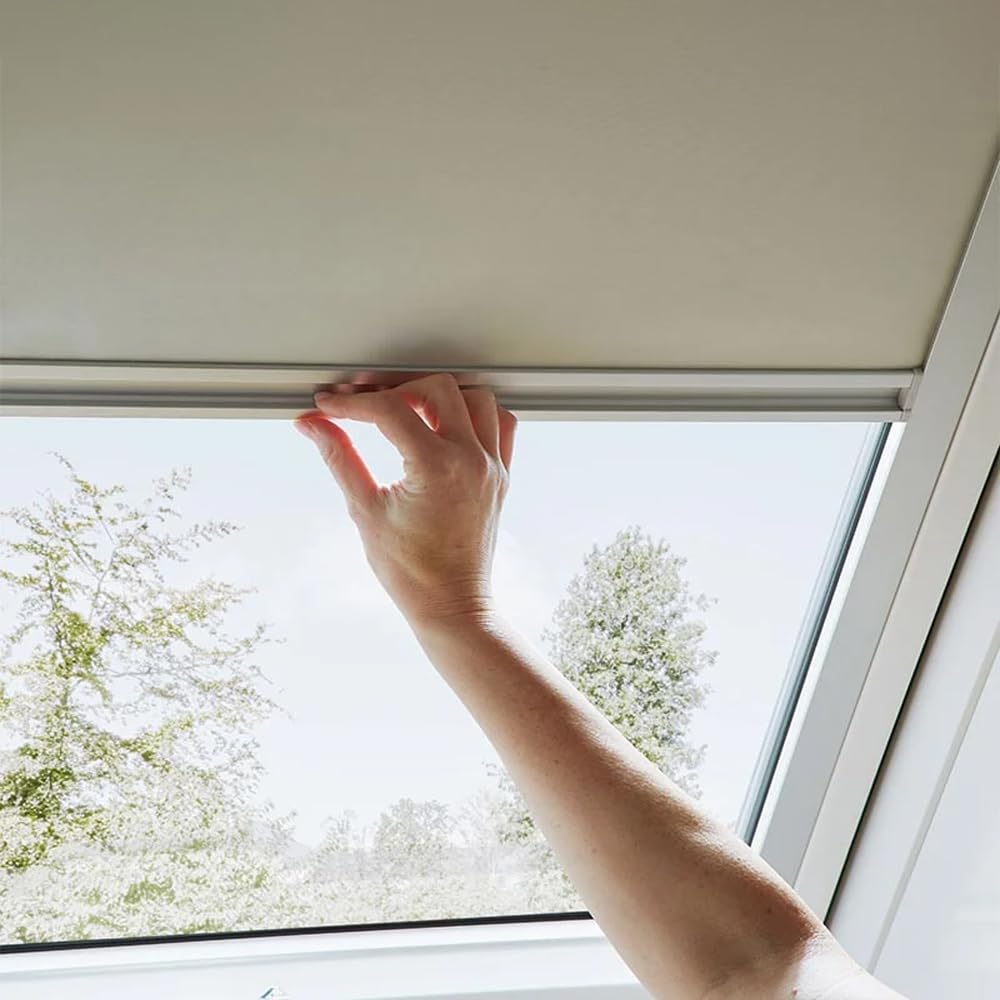 Roto Original Verdunkelungsrollo ZRVM mit Seitenschienen | Dachfensterrollo, Führungsschienen, Thermorollo, Sonnenschutz, alle Größen/Farben, WDF KAW KEW HAN, weiß, beige, schwarz