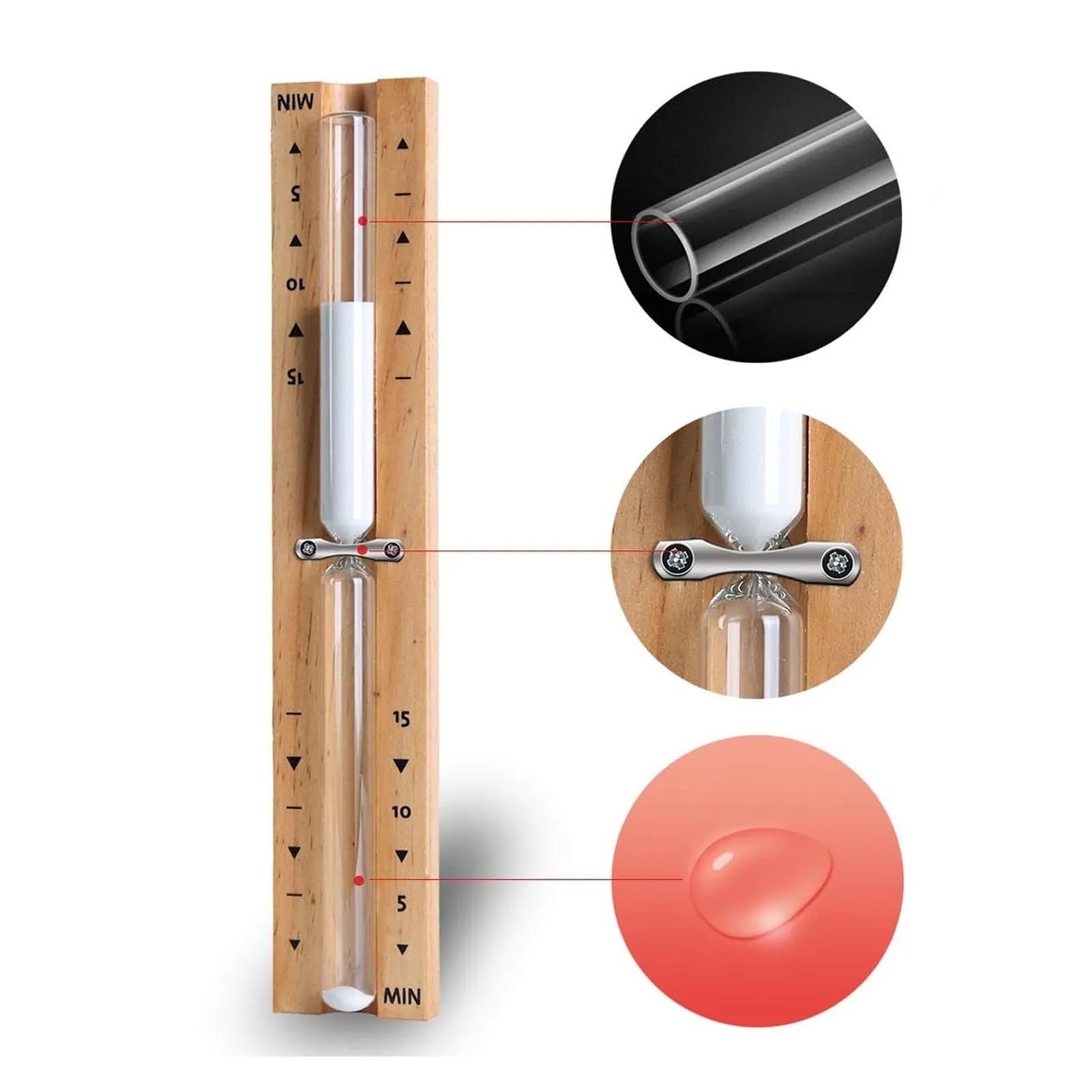 2 pezzi Clessidra in legno Timer Sauna Attività Multifunzionale Pratico Strumento di conto alla rovescia Orologio Insegnante Lavoro Gadget