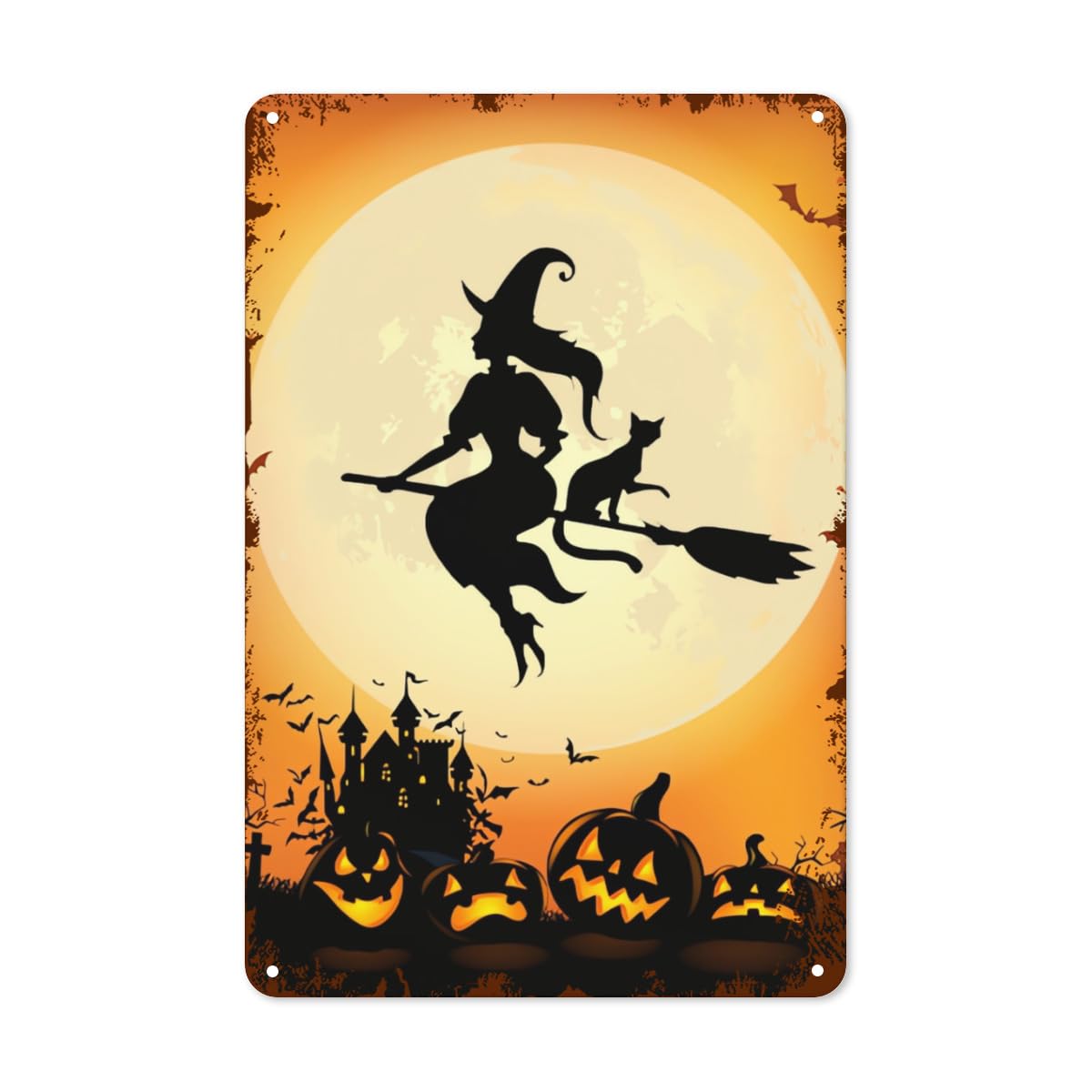 Amazon.co.jp: ハロウィン 金属製 ブリキ看板 レトロ 面白い 魔女の