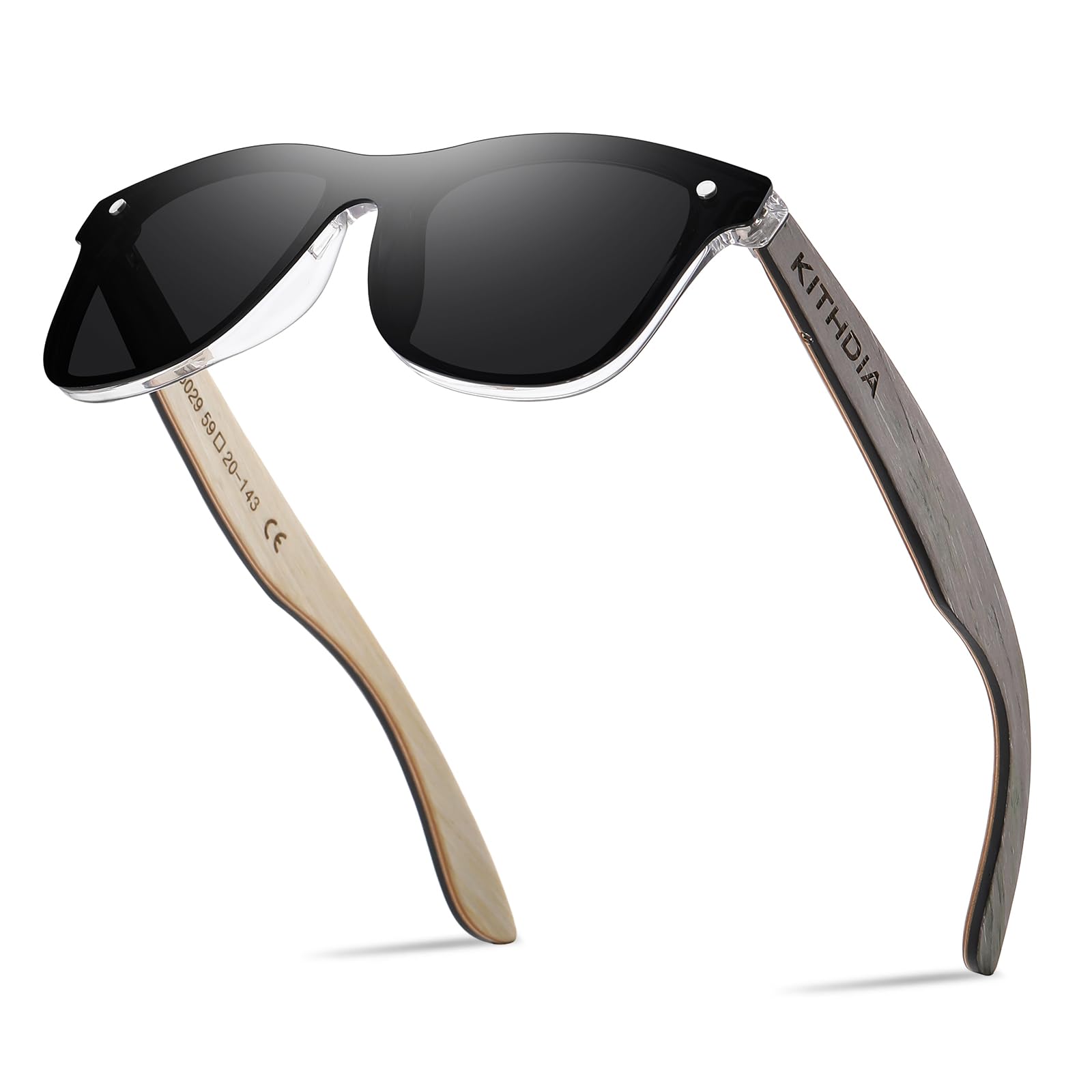 Ciemny Orzech/Zebra Wood Temple Okulary Przeciwsłoneczne Męskie i Damskie Polaryzacyjne S5029