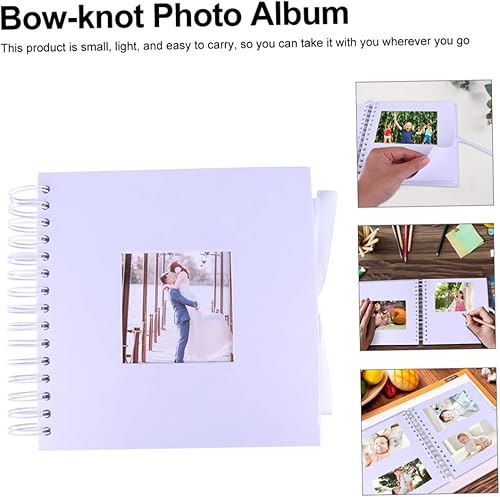 Miniatura 8 de Abaodam 8 Bow Ribbon Photo Album Paste Manual White Baby Paper