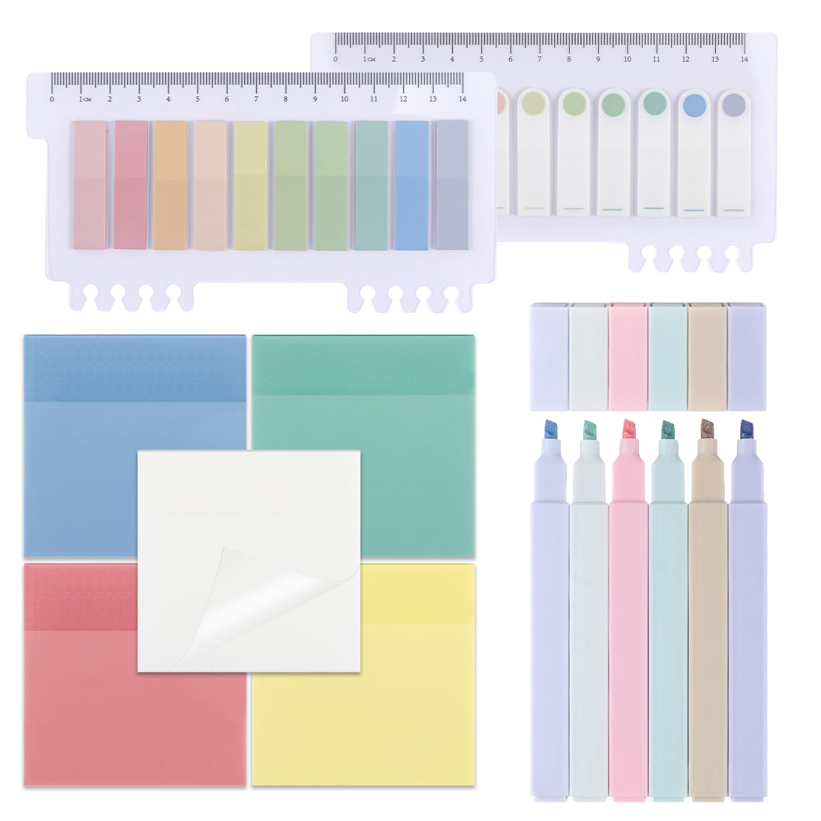 moinkerin 700 Piezas Notas Adhesivas con 6 Piezas Subrayadores Pastel Marcadores Adhesivos para Marcapáginas,Estudiar,Oficina,Escuela Planificador Memo