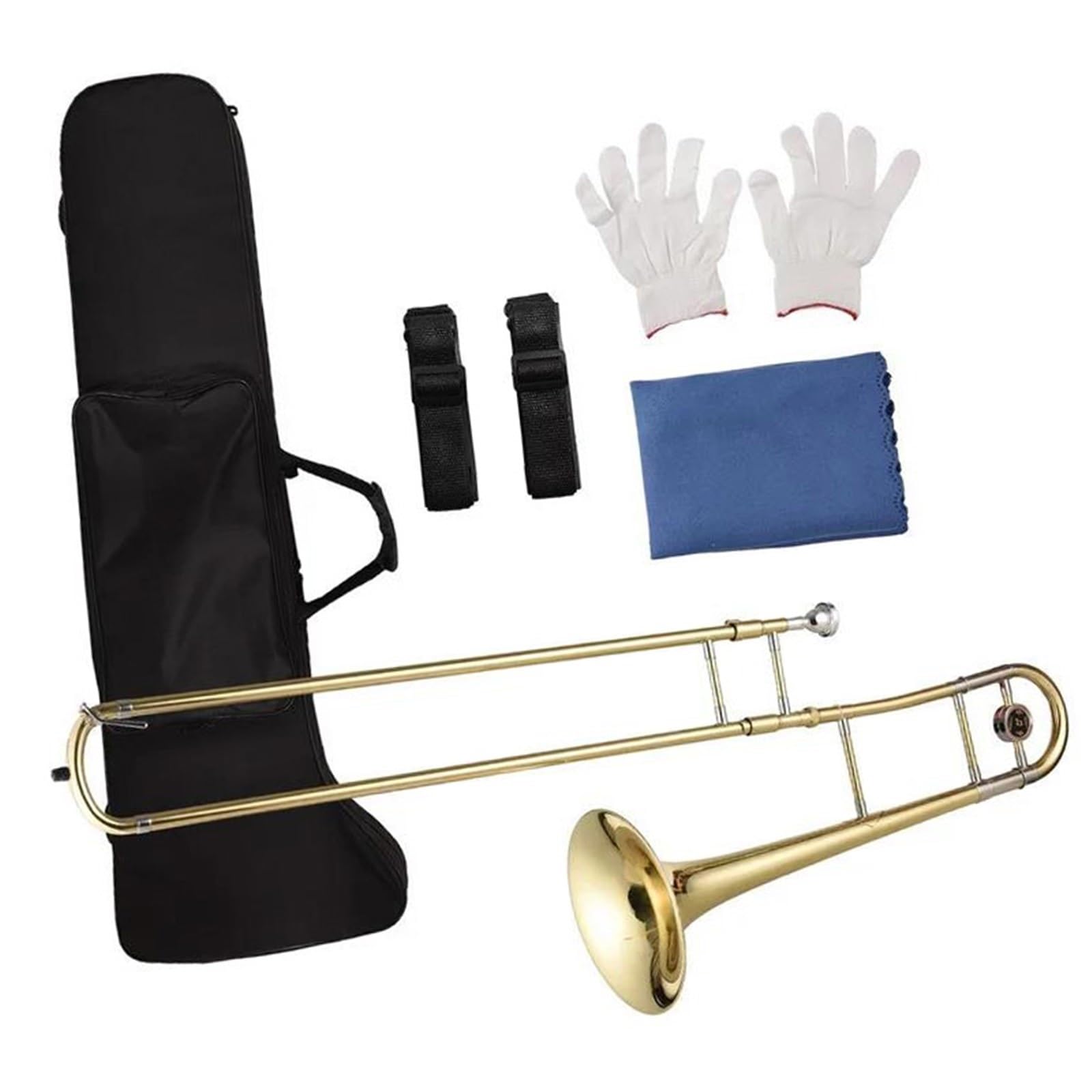 Instrument puzonowy Puzon tenorowy Bb dla początkujących mosiężny suwak z ustnikiem futerał