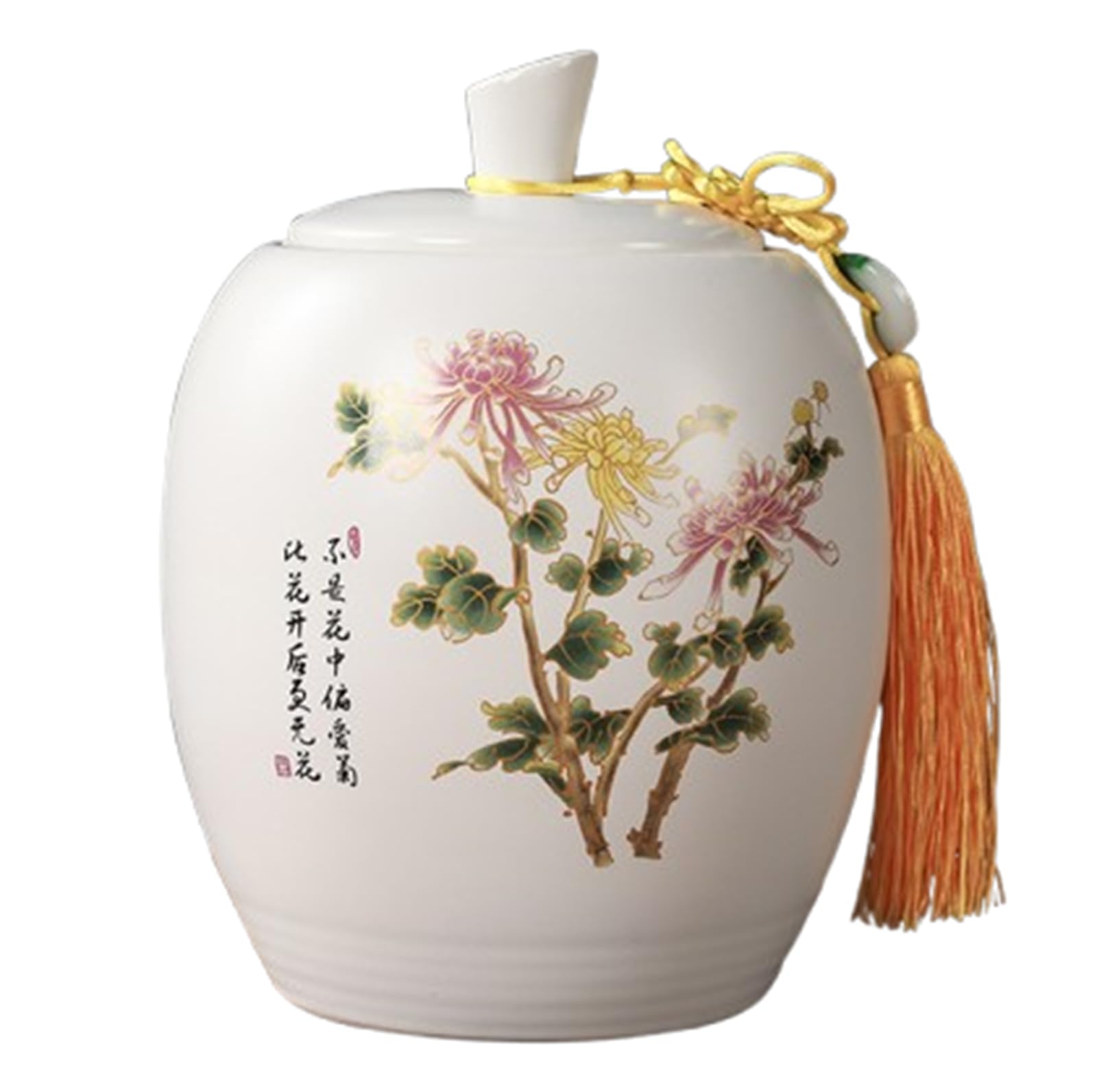 NHDVDVAV Celadon Porcelain Ginger Jar for Tea,Chinoiserie Ceramic Decorative Jar with Lid,Vintage AccentS mall Vase for Home Decor, Wedding, or Tabletop,E