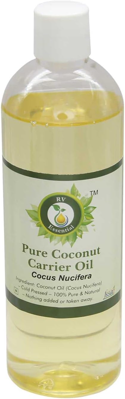 Kokosnoot Olie | Cocus Nucifera | Ongeraffineerd | Zuiver Kokosnoot Olie | Voor Hair | Voor Lichaam | 100% Zuiver | Koud gedrukt Kokosnoot Olie | Coconut Oil | 100ml | 3.38oz By R V Essential