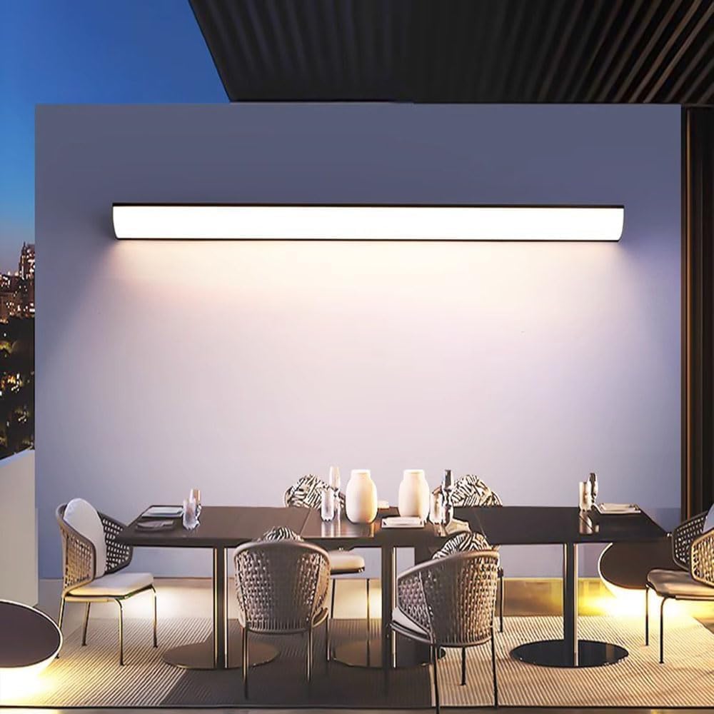 LED Terrazza Lampada da parete Impermeabile Moderna Giardino All'aperto Alluminio Applique da parete Nera Barra Luminosa Lunga per Camera Soggiorno Corridoio Illuminazione Esterna (4000K,90CM)