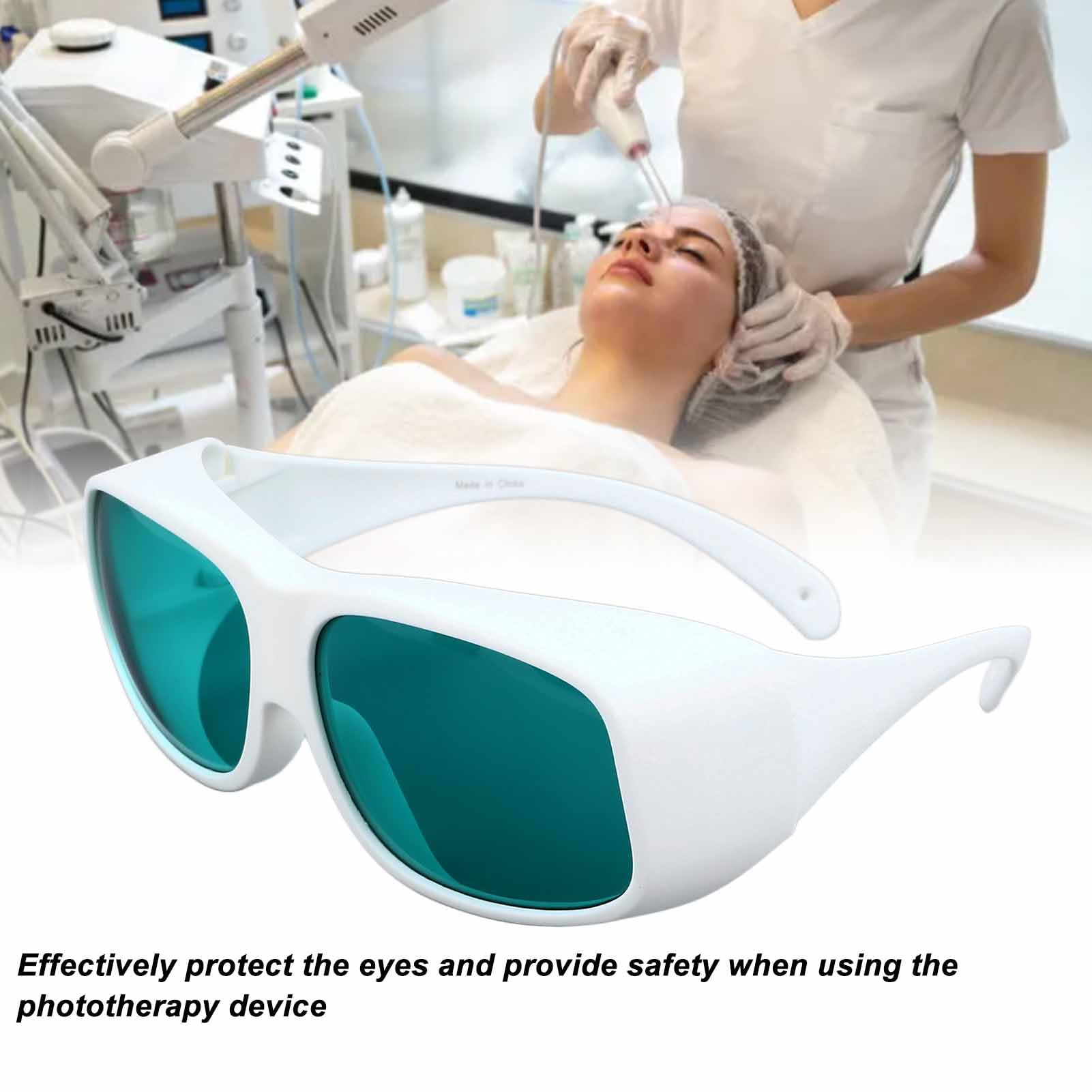 Generic Oświetlenie Okulary Ochronne Zapewniające ochronę Oczu Przed Szkodliwym Promieniowaniem o Długości Fali od 650 do 808 Nm do Zabiegów Kosmetycznych Elegancka Biała Oprawka 1 Zestaw