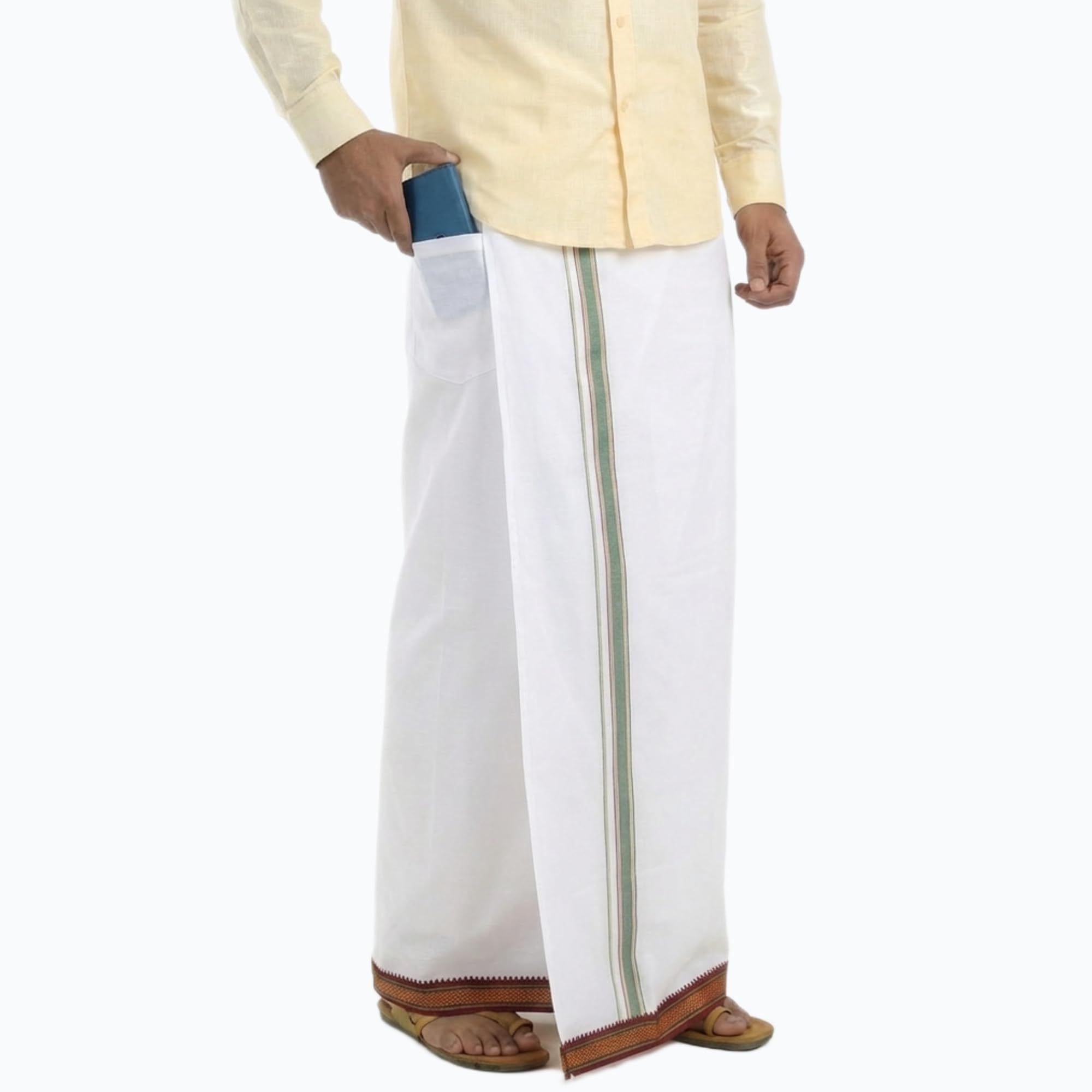 Men White Readymade Dhoti - Pack of 1-image-34