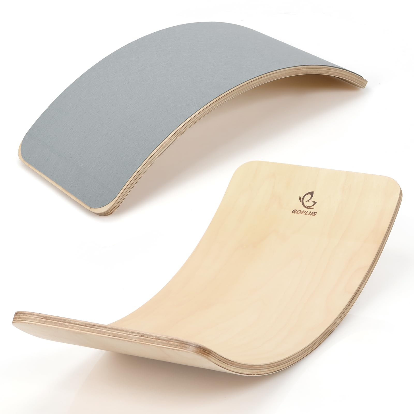 GOPLUS Balance Board Holz, Kurviges Board mit Filzunterseite, Balancierbrett für Kinder und Erwachsene, 90 cm x 40 cm