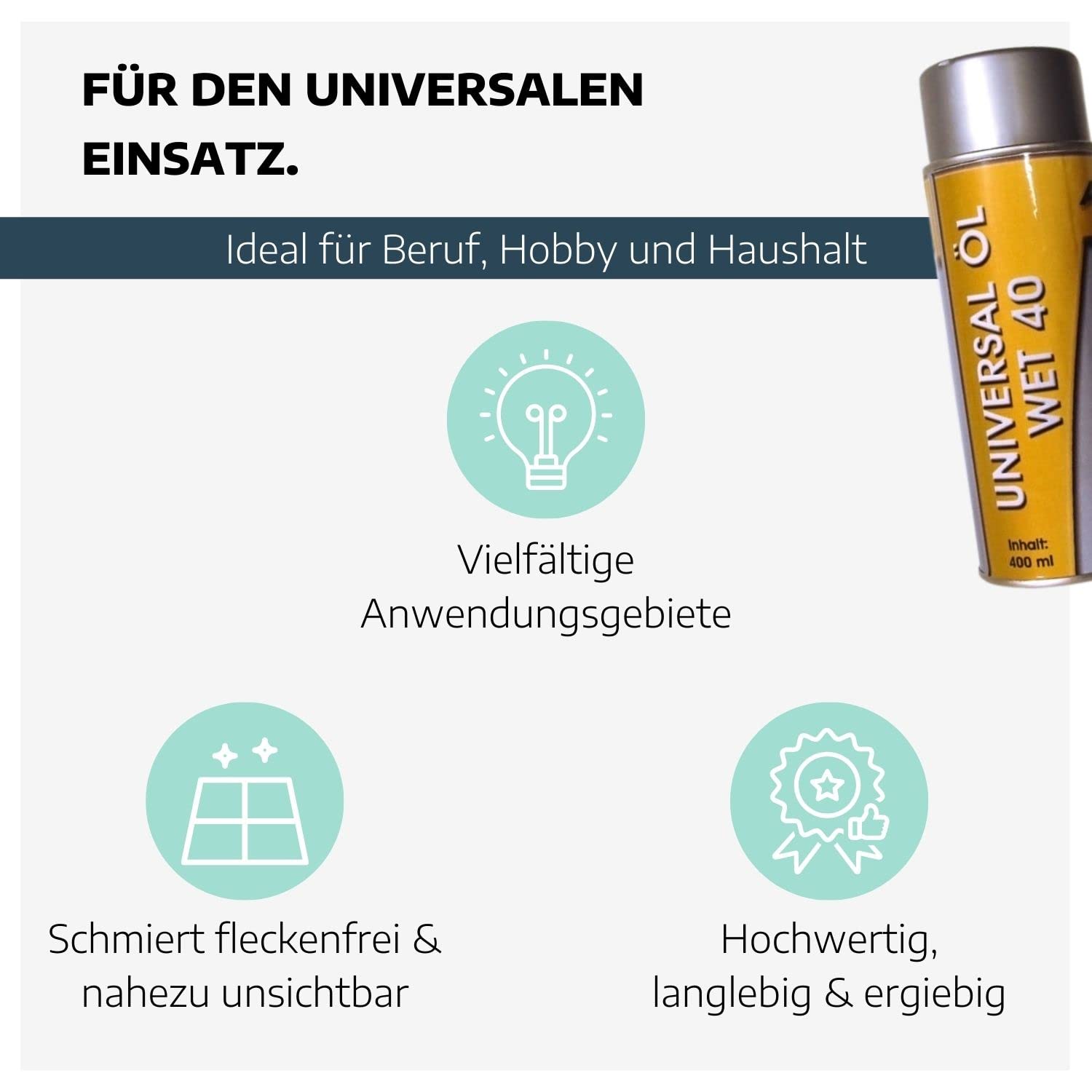 Universalöl WET 40 400 ml I 12 Dosen Universal Öl-Spray I Baustellen-Öl silikonfrei I Rostlöser-Extrem Kontakt-Spray Korrosionsschutz-Spray Kettenöl u.v.m. I Baustellen-Zubehör