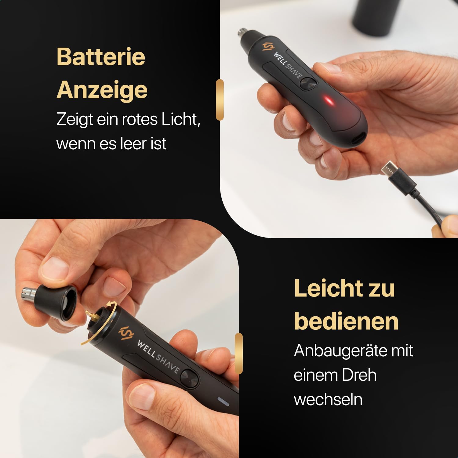 2 in 1 Nasenhaartrimmer - Augenbrauen- und Ohrhaartrimmer - Nasenhaarschneider - Nasenhaarentferner - Nasentrimmer - Ohrhaarentferner - Nasenrasierer