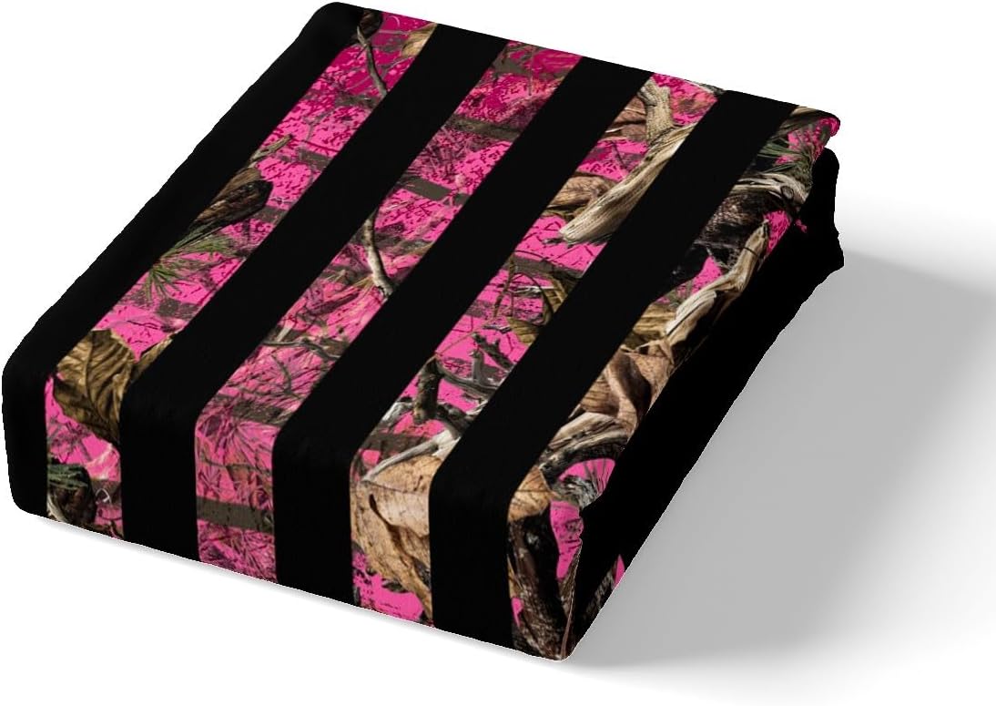 Feelyou American Flag Bedding Set Queen Hot Pink Camouflage Comforter Cover Set for Boys Branch Hunting Duvet Cover Breathable Camouflage Hunter Bedspread Cover Room Decor Quilt Cover,No Comforter