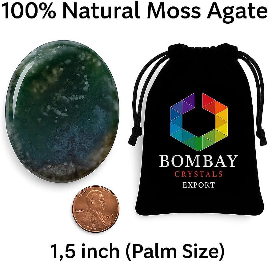 Moss Agate Worrystone Thumb Stone for Anxiety Relief,Meditation,Stress Healing,Pocket Palmstone for Reiki, Crystal Therapy,Chakra Balancing, Natural Healing Gemstone - Image 5
