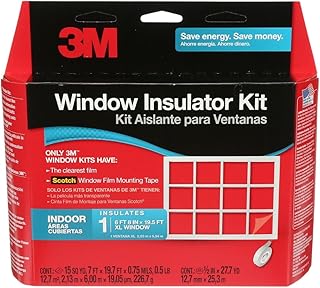 3M Indoor Window Insulation, Insulator Kit for 1 Window 6'-8" x 19.5' ft, Keeps Cold Air Out and Warm Air In, Includes Heat Shrink Window Film and Scotch Window Film Mounting Tape (2149W-6)
