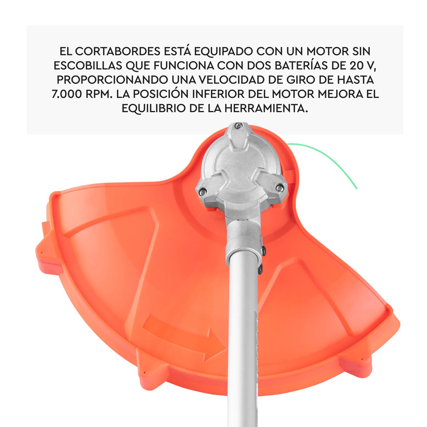 Desbrozadora Inalámbrica DTC-200BC Dual 2x20V - Cortabordes a Batería con Corte 350 mm y Cuchilla 3T 255 mm, 7000 RPM y Función Reversa - Kit Que Incluye 2 Baterías 4Ah y Cargador Dual - por Dnipro-M