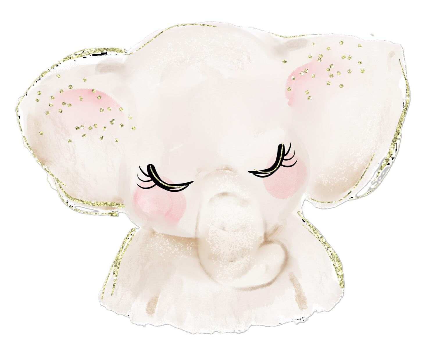 Lámina infantil elefante gris y rosa para decoración de pared en habitaciones de bebés