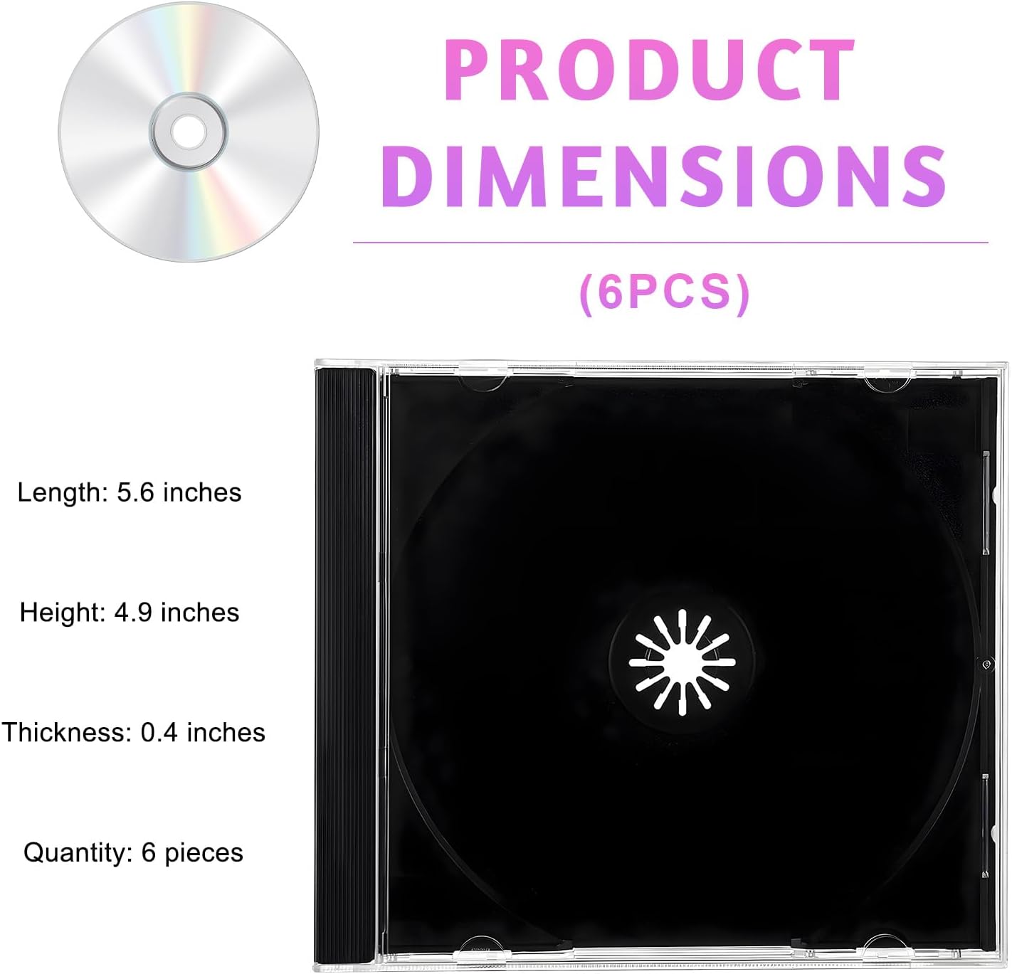 6 PCS Standard Single Clear CD Jewel Case, 10 mm Plastic Single DVD Disc Storage Box with Assembled Tray, Standard CD Cover Protection Replacement for Most Vehicles (Black) image 2