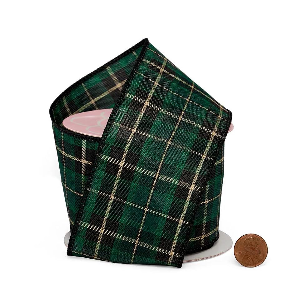 Amazon.com: Christmas Green Tartan Ribbon - 2 1/2