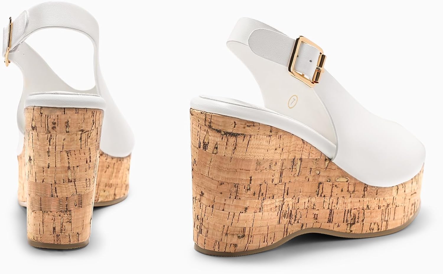 Coutgo Womens Platform Wedge Sandals Open Peep Toe Slingback Cork High Heels Summer Beach Shoes - Image 6