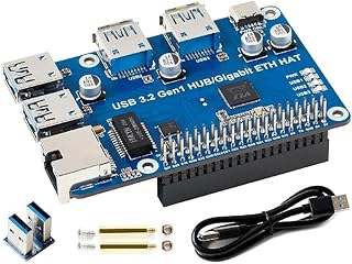 BYNNIX for RaspberryPi4B/3B USB Expansion Board HUB Driver Free 3 Ports USB3.0 Expansion Port USB3.2 Gen1 Power Supply USB Adapter Expansion Hub