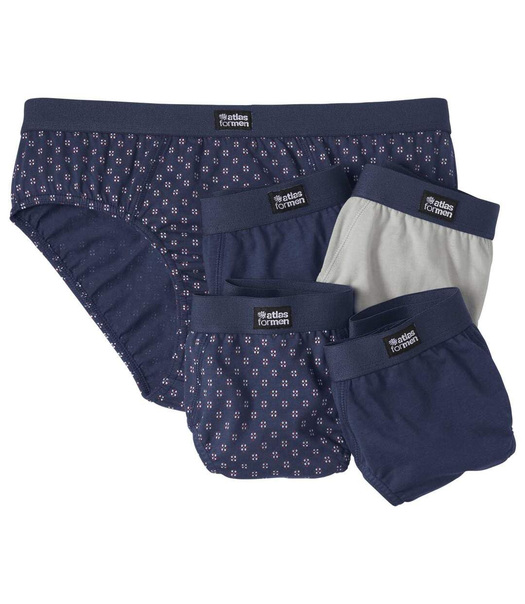 ATLAS FOR MEN - Pack of 5 Men's Cotton Briefs - Navy Grey - S