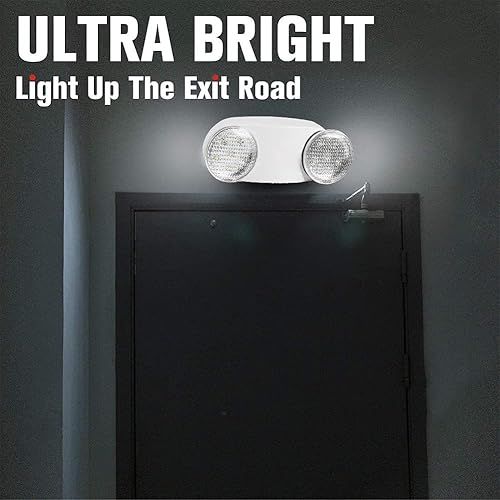 Miniatura 7 de OSTEK Paquete de 4 accesorios de iluminación LED de salida de emergencia con dos cabezales, luz de emergencia LED integrada estándar de EE. UU. con
