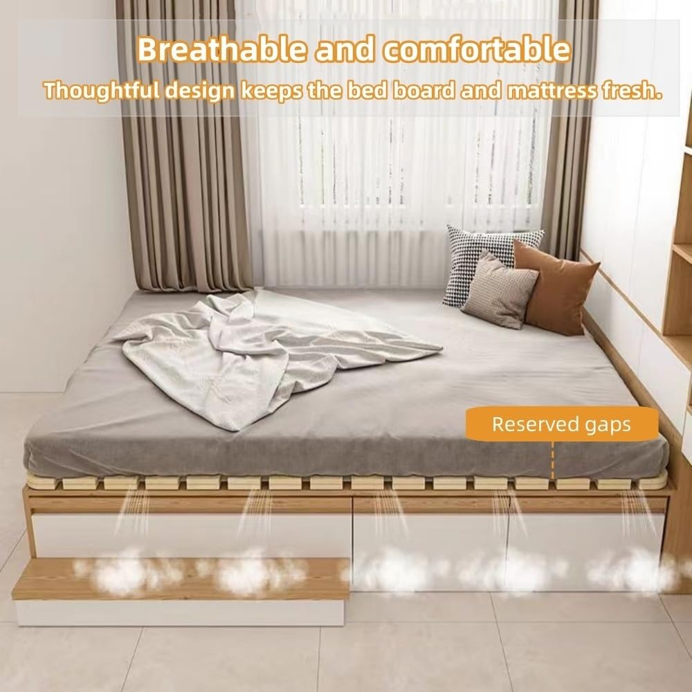 Futón Plegable de Madera Maciza con Estructura de láminas enrollables, Ideal para Dormitorio y Sala de Estar, diseño Compacto (78,7 x 53,2 Pulgadas)