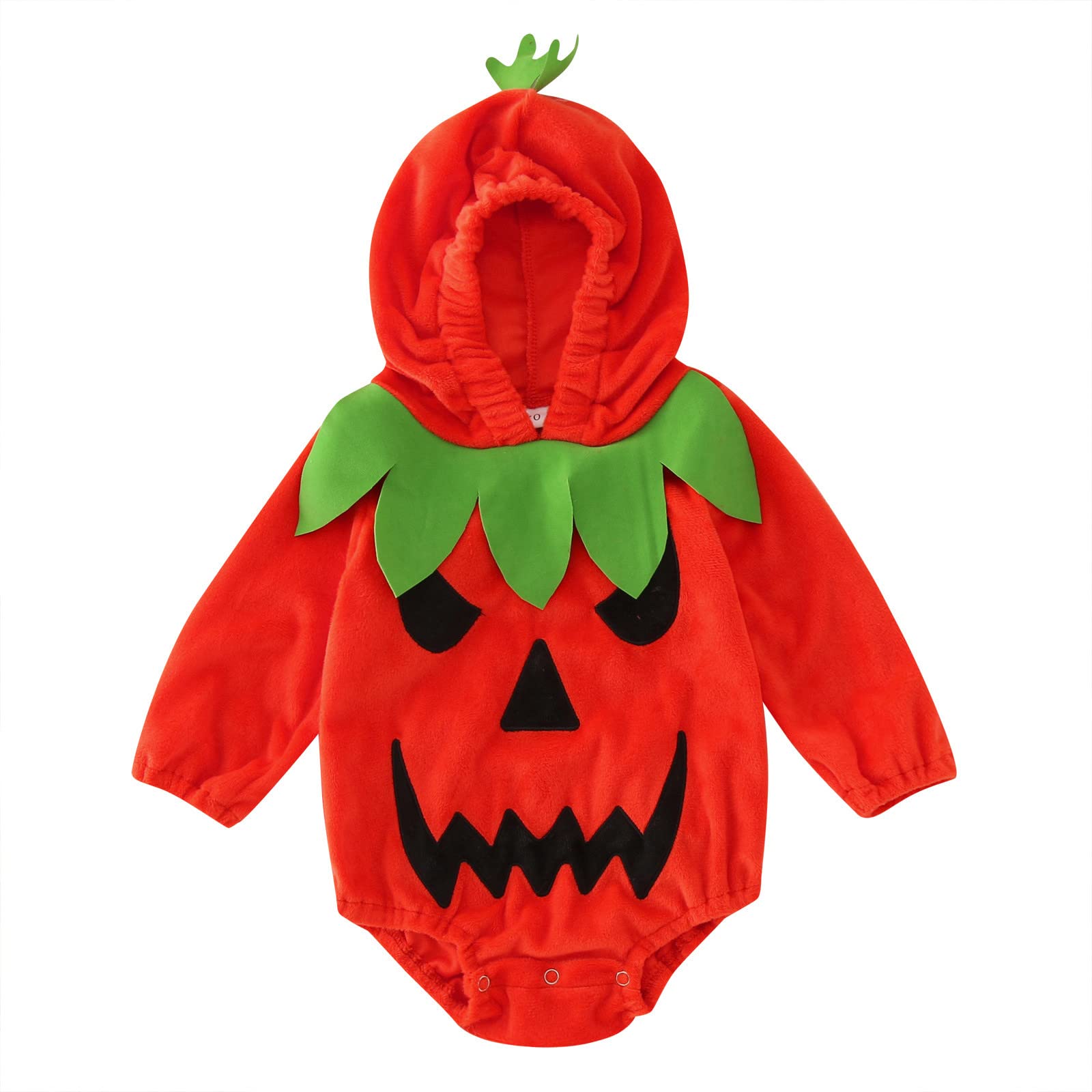 Cokbyavla Women's C-Orange Baby Pumpkin Print Jumpsuit, Jumpsuit Halloween Pumpkin Costumes Ghost Infant Costume Skeleton Pajamas Kids Twin Baby Girl Outfits Newborn Boy Toddler, 12-18 Months
