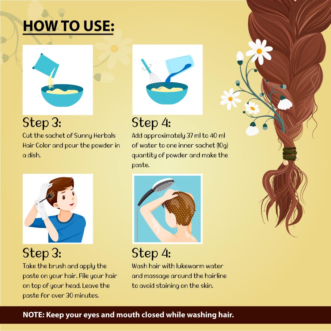 Sunny Hair Color With Unique Blend of Henna, Amla, Shikakai & Bhringraj Herbs | Penetrates Every Strand and Colors From Root To Tip | For Men & Women of All Hair Type | Light Brown (Large Pack, 6)